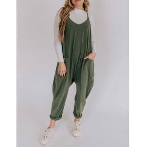 FREE PEOPLE MOVEMENT WASHED GREEN HOT SHOT ONESIE JUMPSUIT